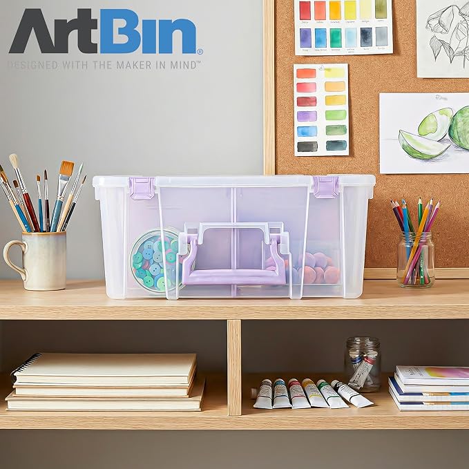 ArtBin Super Satchel Double Deep, 8-Compartment Craft Box, Purple | 8 Removable Compartments, 15.25 x 14 x 6.25 Inches, Secure Latches, Stackable, Durable Polypropylene - Image 10