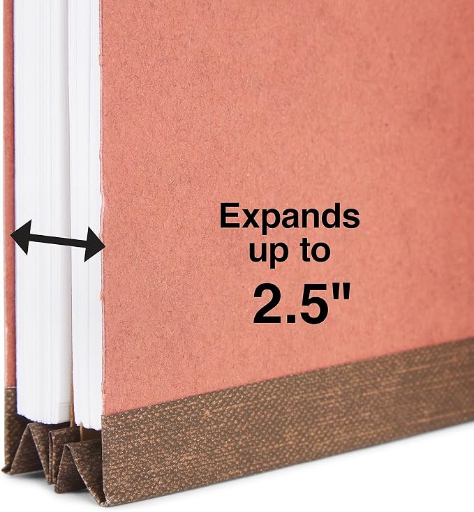 Staples 60% Recycled Pressboard Classification Folders, Letter Size, 2‑Dividers, 2.5" Expansion, Brick Red – 40/Carton - Image 3