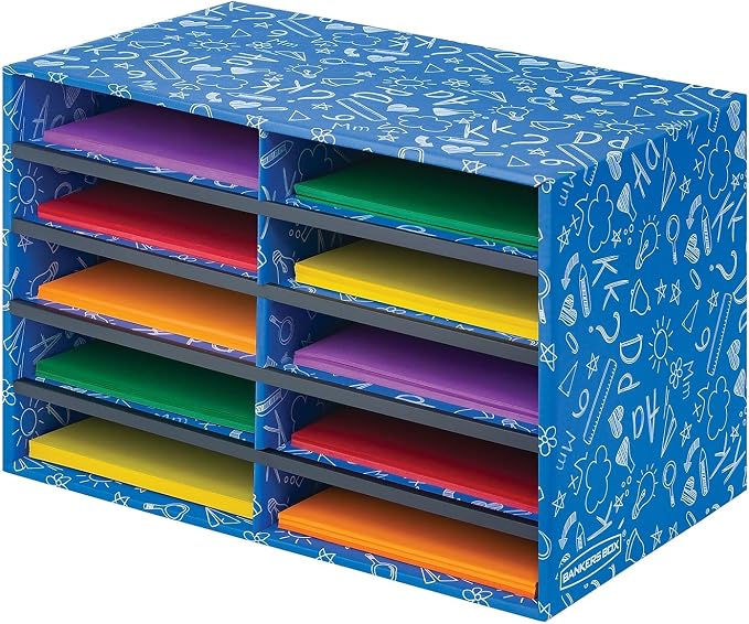 Bankers Box 10-Compartment Mail Sorter, 19.5" x 12.375", Blue | Turn paper piles into organized workflows with durable compartments that keep mail, forms, and projects easy to find. by BankersBox