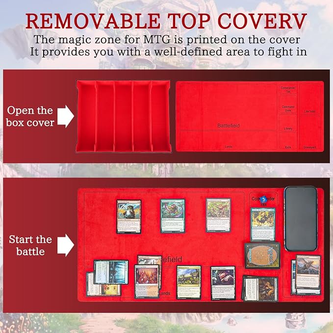 5 Row Trading Card Storage Box, 3800+Bulk Card Organizer Box with 20 Dividers & 5 Supporters, Graded Card Deck Box for YuGiOh, MTG, TCG Black/Red - Image 6