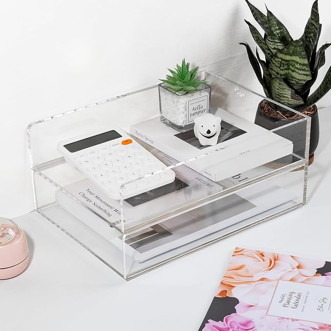 4 Pack Acrylic Paper Tray Organizer for Desk Clear File Organizer,Acrylic Desk Organizers and Accessories Sorter,Perfect for File Paper, Ipad, Letter, A4 Office File, Books, Notes.(Vertical) - Image 7
