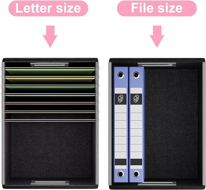 File Organizer Box with Lids, Collapsible File Folder Organizer | File Box with Plastic Slides for Document, Filing Bin for Letter Size Hanging File Folders (2 Pack, Pink, Leather) - Image 5