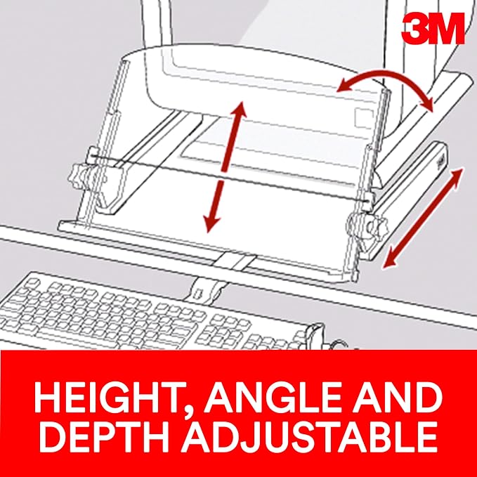 3M Adjustable in-Line Document Holder, Black, DH640, 1 Pack/Case | With Elastic Line Guide - Image 5