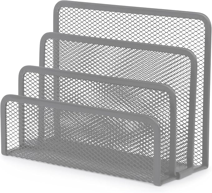 YBM Home Desk Mail Organizer for Office,3-Slot Mesh Letter Sorter/Holder Organize Folder Silver 2372 by YBMHome