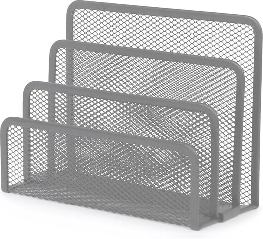 YBM Home Desk Mail Organizer for Office,3-Slot Mesh Letter Sorter/Holder Organize Folder Silver 2372 by YBMHome