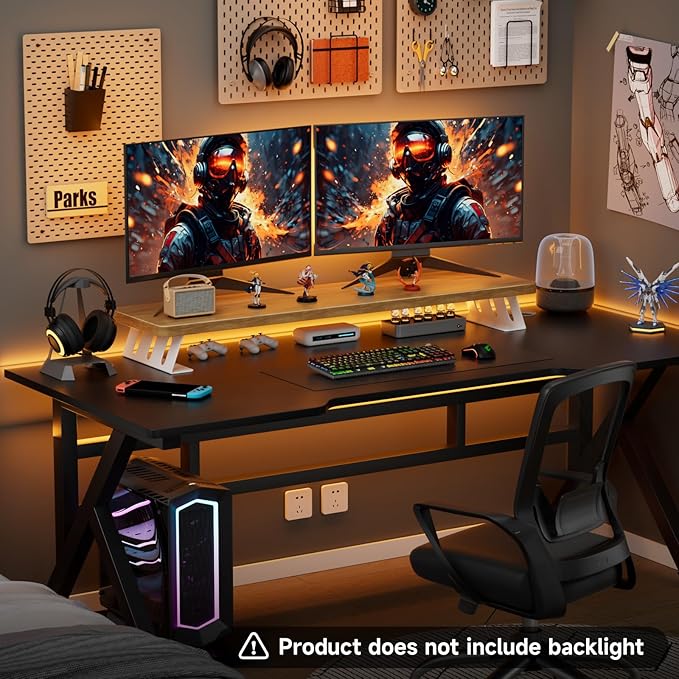Dual Monitor Stand Riser, 39 Inch Large Wood Monitor Stands for 2 Monitors | Desk Monitor Riser for Computer/Laptop/Printer/TV, Stand Riser up to 220 lbs, Oak - Image 4