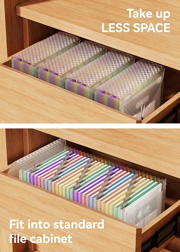 ABC life 26 Pockets Accordion File Organizer, Expanding File Folder, Green | Monthly Bill & Receipt Holder with Colored A-Z Tabs, Portable Folder Organizer for Home Office School, Fits Letter/A4 Size - Image 5