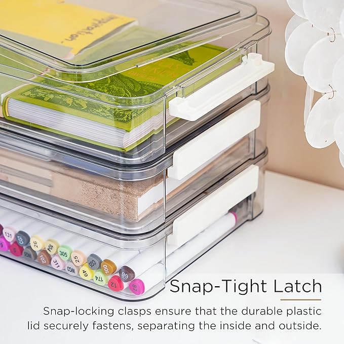 Citylife 3Packs 13''x9''Paper Storage Box with Lids, Art Supply Organizer | Latches Designed for Sensory Activities, Classroom Learning, Crafts and Small toys. Organize Fillers, Art Supplies - Image 4