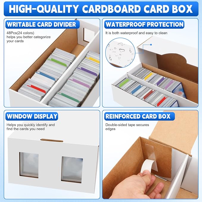 10 Pack Trading Card Storage Box, 16000+ Count Card Storage Box with 48 Card Dividers, Cardboard Card Storage Boxes Sports Card Cases Bulk Card Storage Box Trading Card Box for Basketball Sports Cards - Image 5