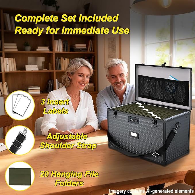 Hanging File Box for Legal | All-in-one set, 20 Folders - Image 2