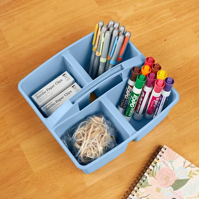 ECR4Kids 4-Compartment Medium Plastic Caddy, Multipurpose Organization, Earthtone, 6-Pack - Image 8