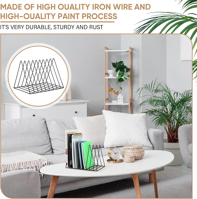 14 Pieces Magazine Holder Triangle File Holder Metal Book Record Vinyl Storage Rack Multifunction Triangle File Organizer Sorter for Decor Home Office - Image 5