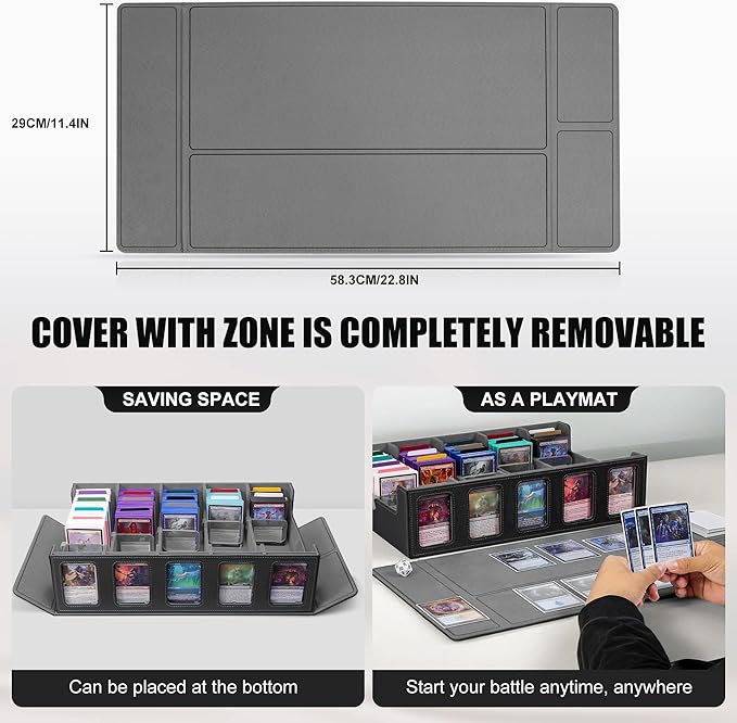 Kabinka Trading Card Storage Box with Commander Display, 5-Row Deck Case with Removable Lid; 3900+ Card Organizer for MTG TCG PTCG Sports Card, Top Loaders Storage Box (Black) - Image 5