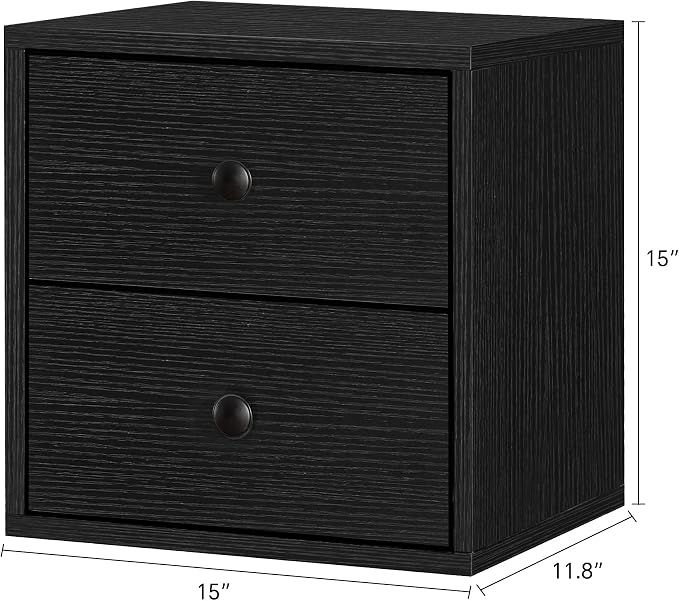 FUSUNBAO Magic DIY Cube Storage Organizer Stackable Cubes for Home Books Clothes Toy-Modular Cubby Storage System-Office Cubical-Bookcase Closet (Black, Drawer Cube) - Image 3