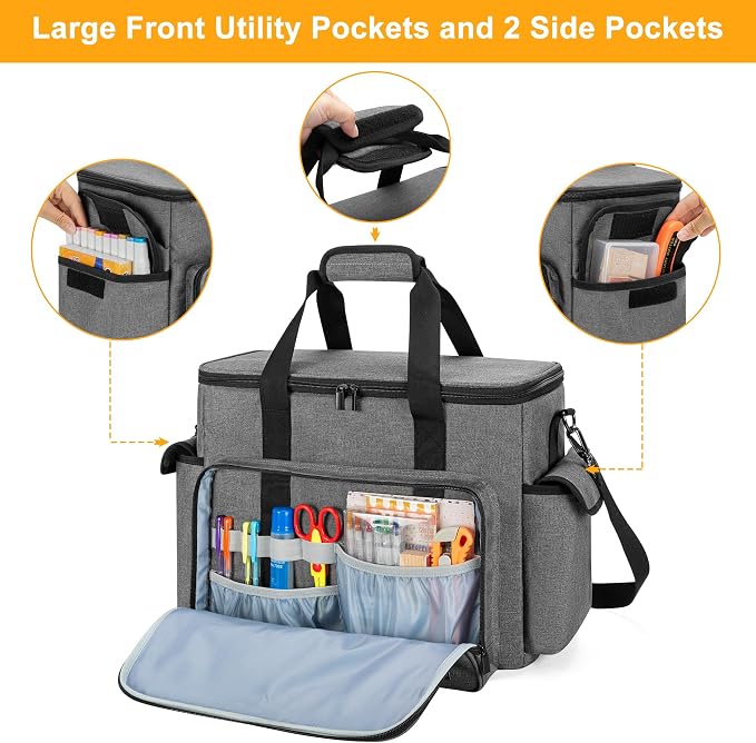 Trunab Scrapbook Bag with Laptop Sleeve & Pockets, Craft Organizer Tote | Padded Laptop Sleeve, Multiple Pockets for Scrapbooking Supplies & Art Tools - Image 3