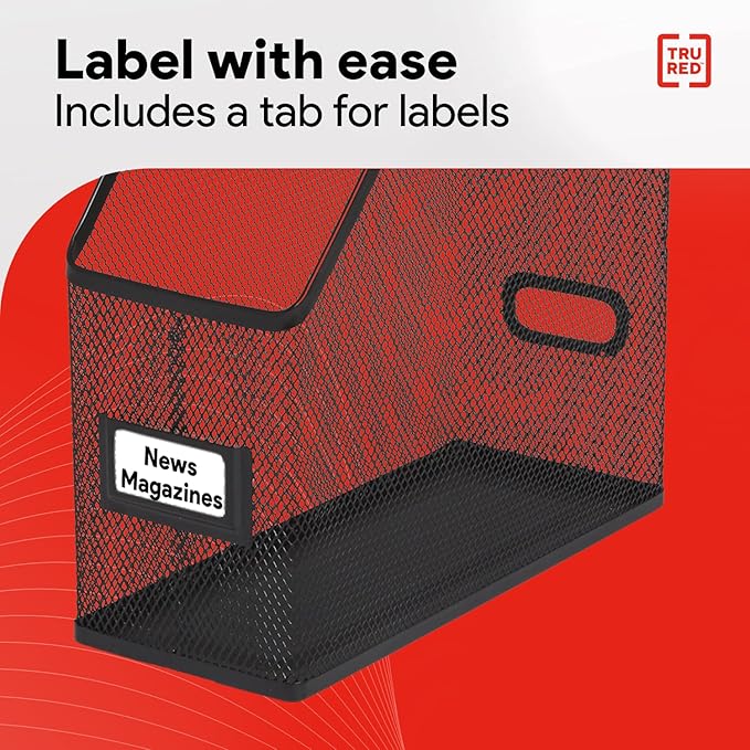 Staples TRU RED Metal Magazine File Organizer, Black - Top - Loading Desktop File Holder with Handle, Holds Up to 1000 Sheets - Image 4