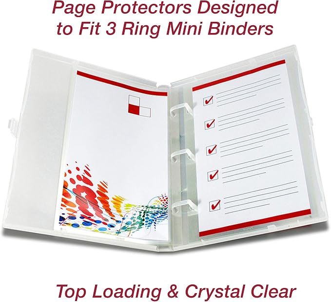 EnvyPak Mini Binder Page Protector - Holds 5 x 8.5 Inch Sheets - 3 Hole Punched - Pack of 100 Protectors - Image 4