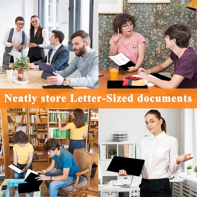 pmybupo 100Pcs Black Two-Pocket Heavyweight File Folder,Letter Size,Paper File Folder for School Office Home Bussines - Image 6