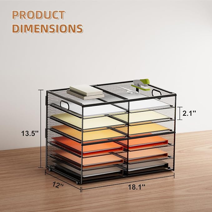 Marbrasse 7 Tier Desktop Literature Organizer, Mesh Paper Organizer Desk Organizers, File Sorter Mail Center Paper Storage Cabinet Classroom Keepers Mailbox for Office Home School, Black - Image 3