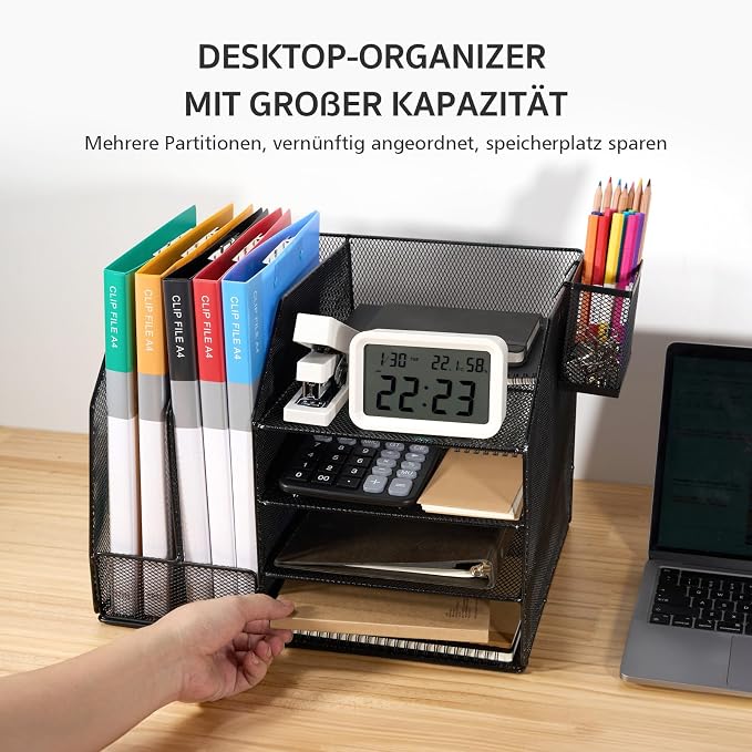 Letter Tray, 4-Tier Desk Organiser, Stackable File Organiser, Magazine Sorting Holder, Shelf Desk, Suitable for Storing Files on the Desk - Image 6