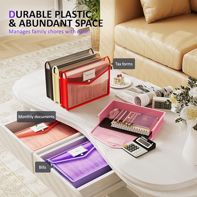 ThinkTex Plastic Expanding File Folder, Transparent envelopes with Snap | No Dividers,Large Capacity,Document Organizer for Receipts, Bills&Taxes,Letter/A4 Size for School/Office/Home-10 Pack - Image 5