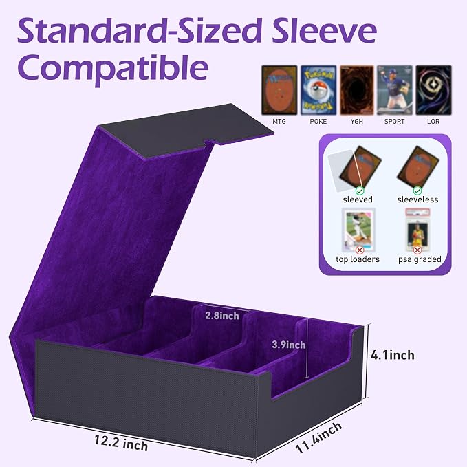 4-Row【3200+】 Trading Card Storage Box, Card Organizer Holder With 24 Dividers, Case Fit for Mtg Tcg Magic Commander Deck Playing Cards, Deck Box for Sport Card - Image 6
