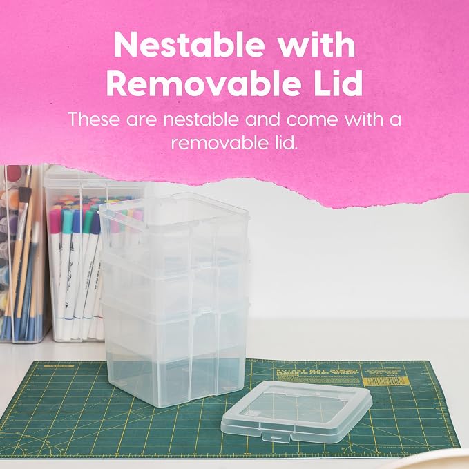 IRIS USA Flip Top Storage Containers |Made in USA| Medium (10-Pack) - Clear | Vertical Bins with Removable Lids for Organizing Office, Craft, Pantry, Art, Ephemera & Study Supplies - Image 11