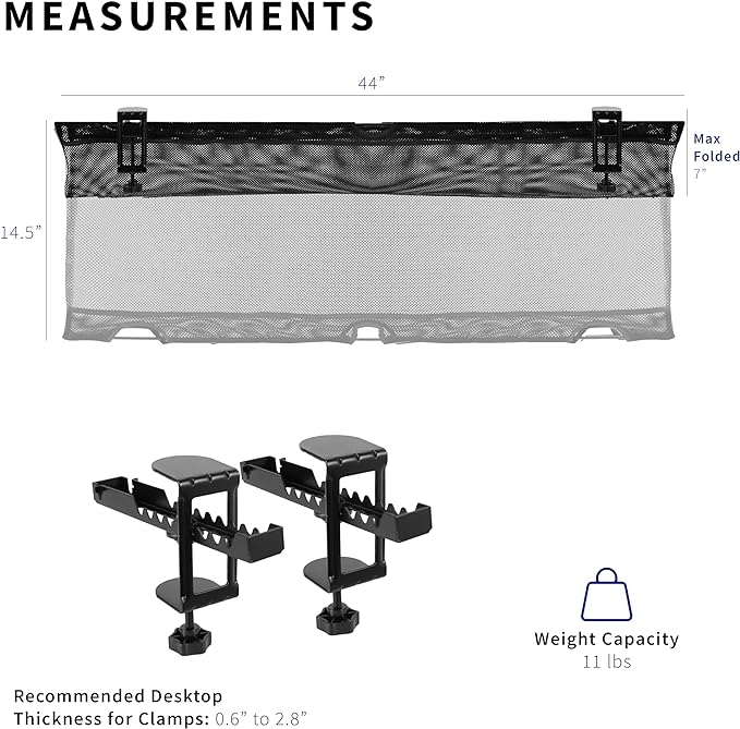 VIVO No Drill Clamp-on 44 inch Mesh Net Under Desk Cable Management Wire Organizer, Adjustable Home Office Standing Desk Cord Storage Sleeve, Black, DESK-AC44MH - Image 6