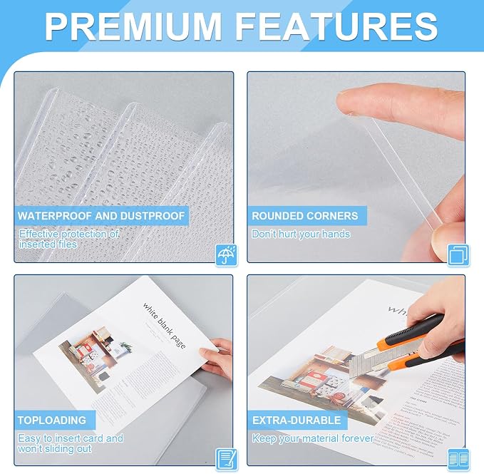Ireer 20 Pcs 12 x 18'' Clear Semi-Rigid Plastic Sheet Hard Print Protectors Heavy Duty Magazine Cover Poster Sleeves Hard Plastic Document Holder Paper Page Protector for Lithographs Photo Poste - Image 3