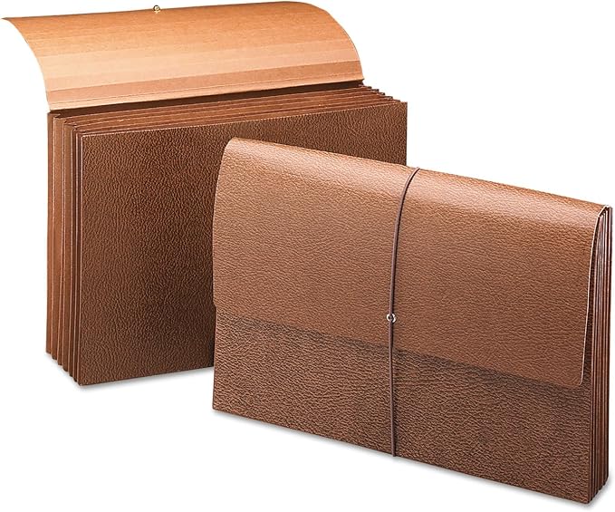 Smead Partition Expanding File Wallet, Flap and Cord Closure, 6 Pockets, 5-1/4" Expansion, Tear Resistant Gusset, Legal, Redrope, 10 per Box (72375) by SMEAD