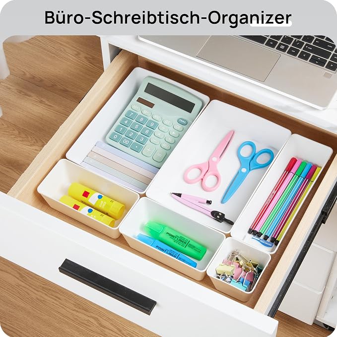 Vtopmart 25 Pack Plastic Drawer Organizers with Non-slip Rubber Pads | 4-Size Versatile Makeup Organizer, Storage Containers Small Bins for Makeup, Jewelries, Bedroom, Kitchen Utensils and Office - Image 6