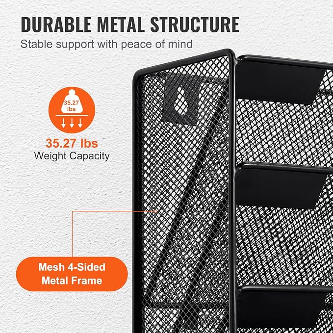 VEVOR File Wall Rack, 1-Piece 16 Pockets Mesh Wall File Holder, Wall Mounted Magazine Mail Paper and Document Storage Folder WJBGJHSWJSWSGLDOLV0 - Image 5