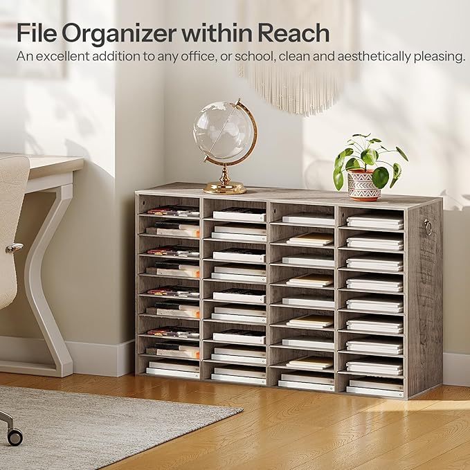 HOOBRO Wooden Literature Organizer, 36-Slot Mail Sorters, Removable Classroom Mailbox, Student Mailboxes for Classroom, Paper Storage Organizer, for Home, Office, Study, Classroom, Greige BG36WF01 - Image 2