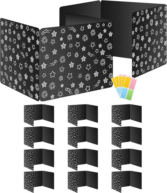 Black 12-Pack Desk Dividers for Students, Waterproof Plastic Study Carrel Divider, Durable Testing Dividers for Classroom Teacher Supplies, Easy to Clean Privacy Shield Folder Boards for Student Desk