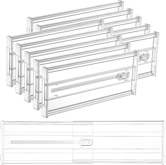 Vtopmart 6" Tall Upgrade Drawer Dividers, 12.8"-22.3" Expandable, 10 Pack | Deep Drawer Organizer, Big Drawer Separator, Clear plastic Adjustable Storage Divider for Dresser, Baby Supplies, Kitchenware by Vtopmart