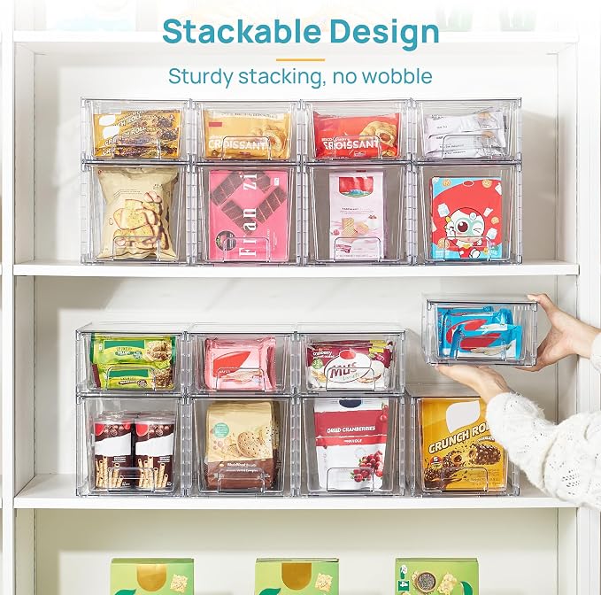 Vtopmart 8 Pack Clear Stackable Storage Drawers - Image 7
