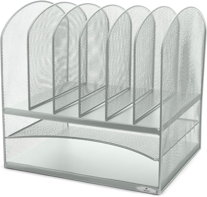 Safco Onyx Desk Organizer with 6 Vertical & 2 Horizontal Trays, File Organizer for Home, Office, Classroom & More, Steel Mesh Construction - Image 4
