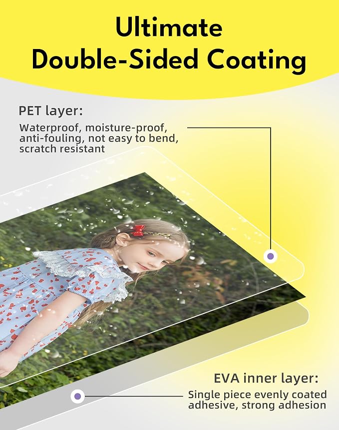 Uinkit 10Mil Matte Self Seal Laminating Pouches, 60Pack 5x7 Thick Double-Sided for Certificates, Art Prints, Diplomas, Premium No-Glare Display Protection- No Machine - Image 7