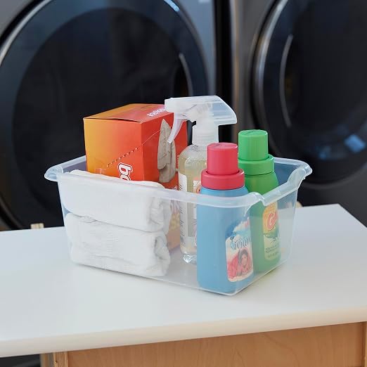 ECR4Kids Scoop Front Storage Bins, Multipurpose Organization, Clear, 25-Piece - Image 10