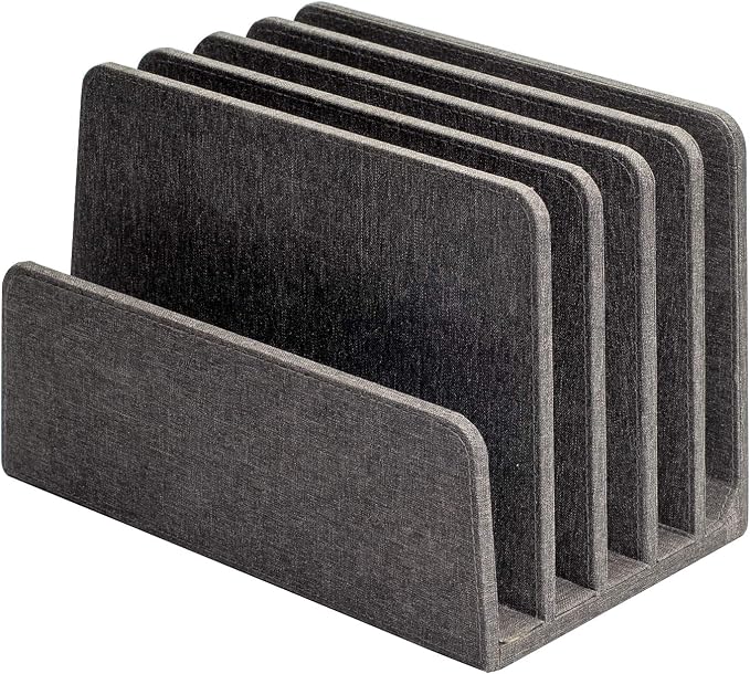 MobileVision Executive Dark Gray Desktop File Folder Organizer and Paper Tray, 5 Slot Dividers by MobileVision