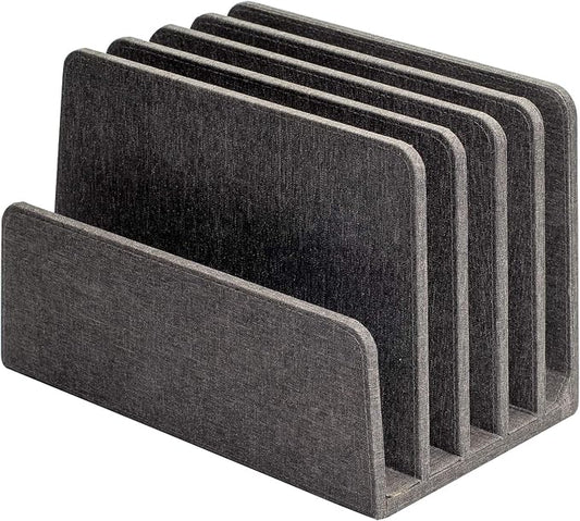 MobileVision Executive Dark Gray Desktop File Folder Organizer and Paper Tray, 5 Slot Dividers by MobileVision