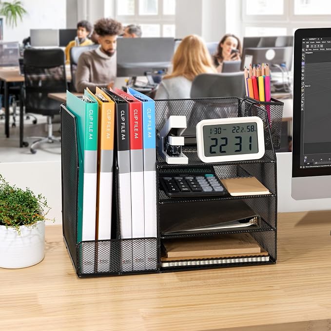 Letter Tray, 4-Tier Desk Organiser, Stackable File Organiser, Magazine Sorting Holder, Shelf Desk, Suitable for Storing Files on the Desk - Image 7