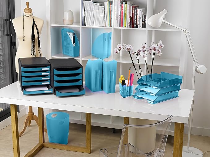 Exacompta Big-Box Iderama, 4 Drawers - Mouse Grey/Turquoise - Image 2