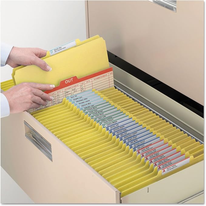 Smead Pressboard Classification File Folder with SafeSHIELD Fasteners, 1 Divider, 2" Expansion, Legal Size, Yellow, 10 per Box (18734) - Image 3
