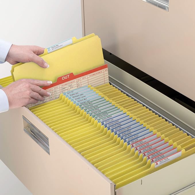 Smead Pressboard Classification File Folder with SafeSHIELD Fasteners, 1 Divider, 2" Expansion, Letter Size, Yellow (13734), (Pack of 5, 50 Count Total) - Image 5