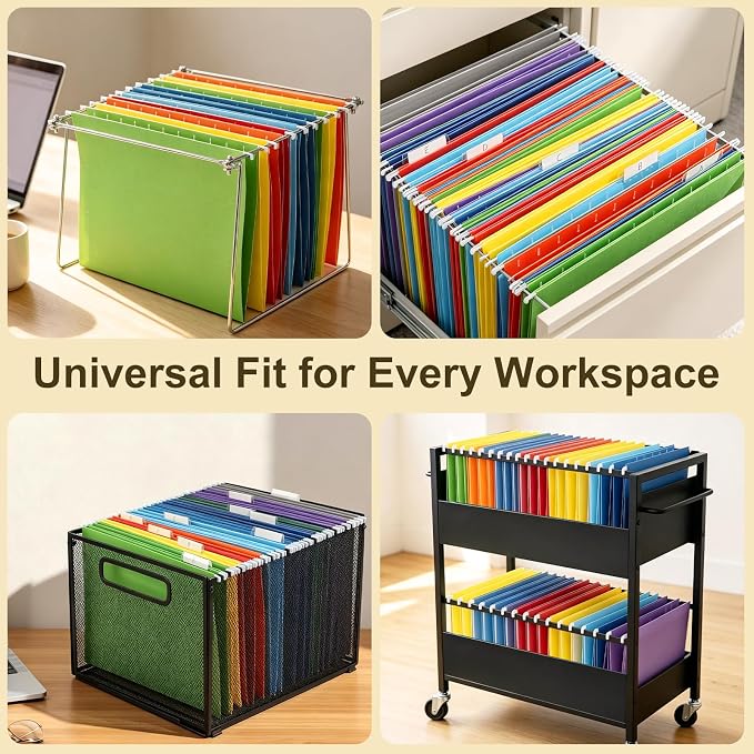 Hanging File Folders, 100 Pack Letter Size Hanging File folders with 1/5-cut Tabs, Stay Organized for Your Home and Office Bulk File, Documents and Paper, 10 Colors - Image 8