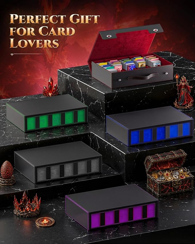 MoKo Trading Card Storage Box for MTG, 3900+Capacity, Black Red | Card box with Dice Tray, Commander Display & Handle, Top Loaders Organizer Case, For Magic Game, TCG PTCG Sport Cards - Image 8