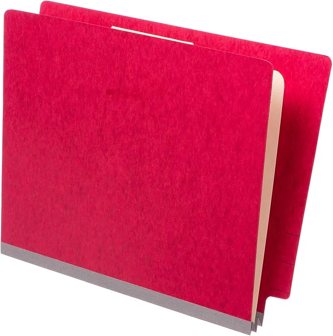TAB Pressboard Classification Folder - End Tab, 1 Divider, 4 Fasteners, 2" Expansion, Letter Size - Executive Red, 25/Box - Image 3
