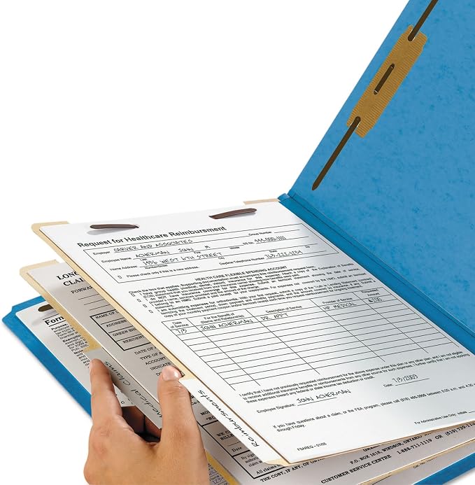 Smead Classification Folder with Prongs, 2 Dividers, 2" Fasteners, Letter Size, for Documents Organization, Durable File Organizer for Home, School or Office, Blue (14001) - Image 6