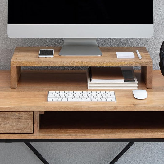 Anji Mountain Wooden Monitor Stand - Elegant Monitor Riser, Perfect Monitor Stand for Desk Organization, Durable Wood Construction monitor stands, Enhances Ergonomics and Workspace Efficiency,Natural by AnjiMountain